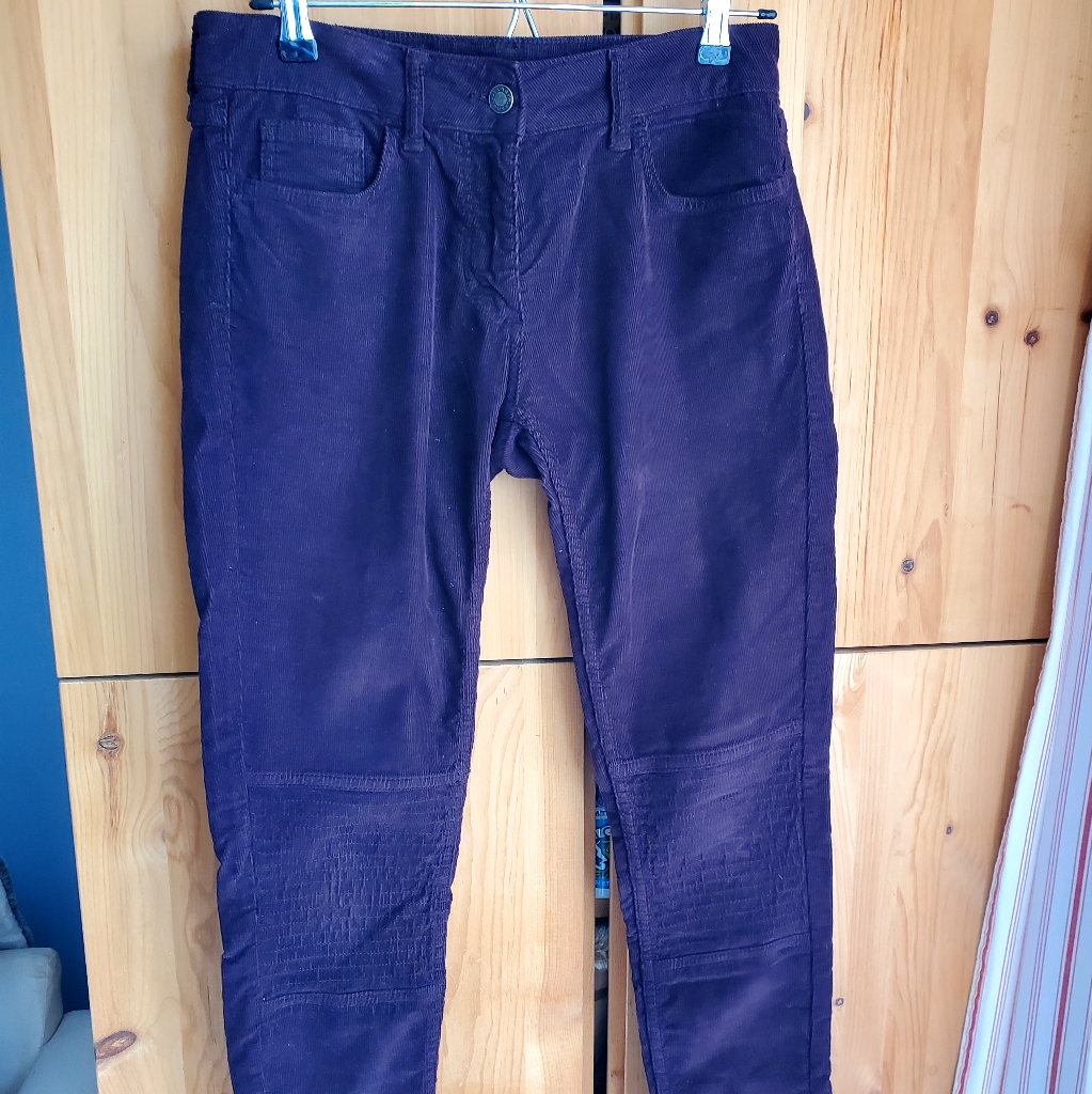 Sandro Women's Burgundy Coloured Corduroy Jeans In Size 38 (6-8)